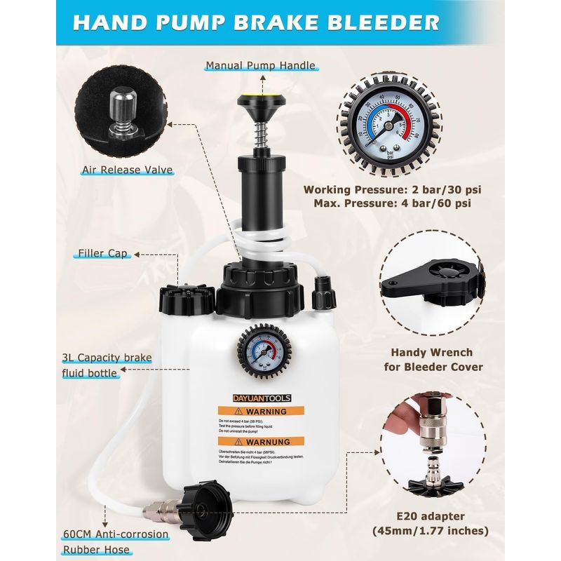 Auto si Moto - Reparatii si depanare - Scule auto - Scule si truse auto - Set de aerisire sistem franare cu pompa manuala 3L - Infinity.ro