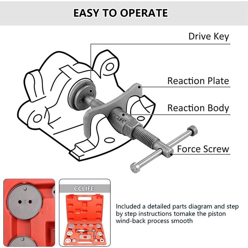 Auto si Moto - Reparatii si depanare - Scule auto - Scule si truse auto - Trusa presare prin infiletare pistonas etrier frana, 13 piese - Infinity.ro