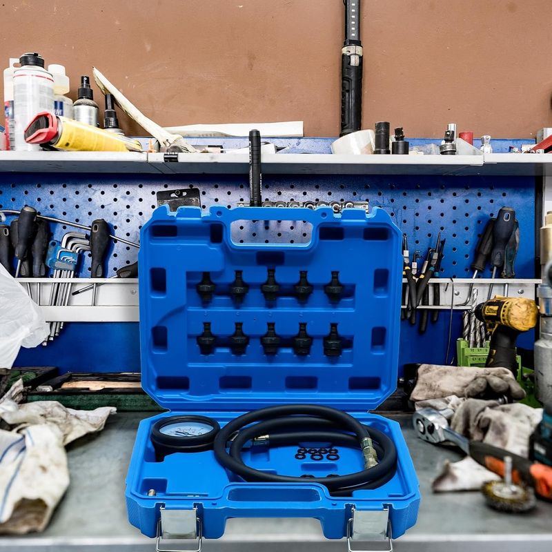 Auto si Moto - Reparatii si depanare - Scule auto - Scule si truse auto - Trusa de verificat presiunea de ulei cu manometru si 10 adaptoare - Infinity.ro
