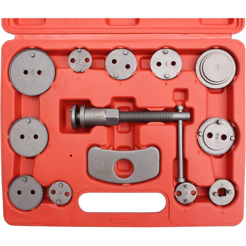 Auto si Moto - Reparatii si depanare - Scule auto - Scule si truse auto - Trusa presare prin infiletare pistonas etrier frana, 13 piese - Infinity.ro