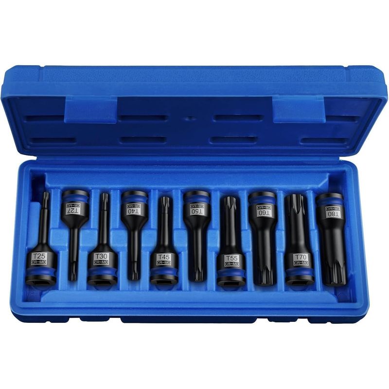 Auto si Moto - Reparatii si depanare - Scule auto - Scule si truse auto - Trusa imbusuri de impact lungi T25 T27 T30 T40 T45 T50 T55 T60 T70 T80 42CRMO 1/2" - Infinity.ro