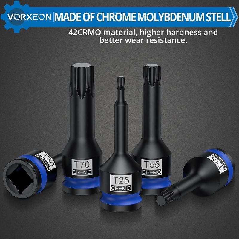 Auto si Moto - Reparatii si depanare - Scule auto - Scule si truse auto - Trusa imbusuri de impact lungi T25 T27 T30 T40 T45 T50 T55 T60 T70 T80 42CRMO 1/2" - Infinity.ro