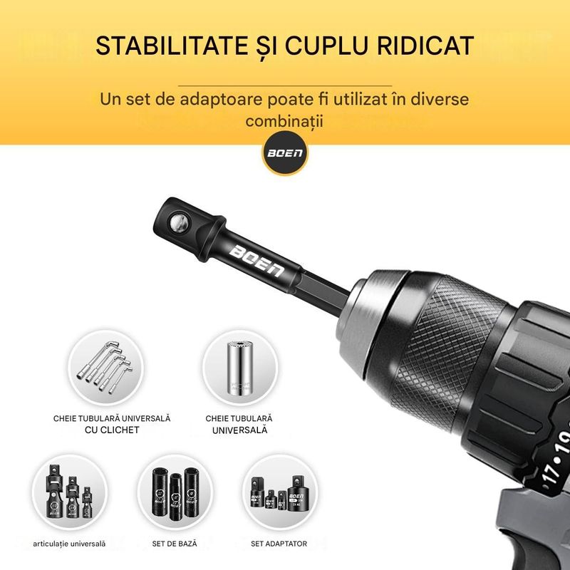 Auto si Moto - Reparatii si depanare - Scule auto - Scule si truse auto - Set 10 adaptoare patrat 3/8 cu bila si hexagon 1/4 - Infinity.ro