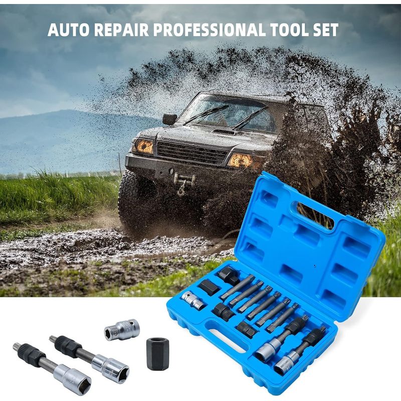 Auto si Moto - Reparatii si depanare - Scule auto - Scule si truse auto - Trusa universala pentru demontat/montat fulii alternator 13 piese - Infinity.ro