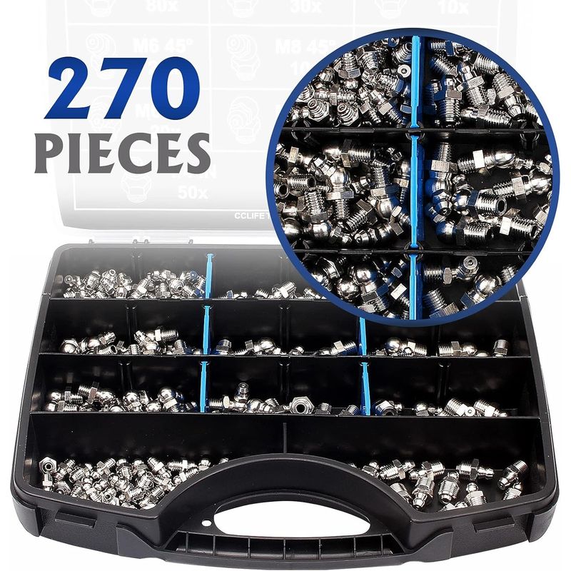 Auto si Moto - Reparatii si depanare - Scule auto - Scule si truse auto - Nipluri de cuplare pentru pompa de gresat set 270 piese - Infinity.ro