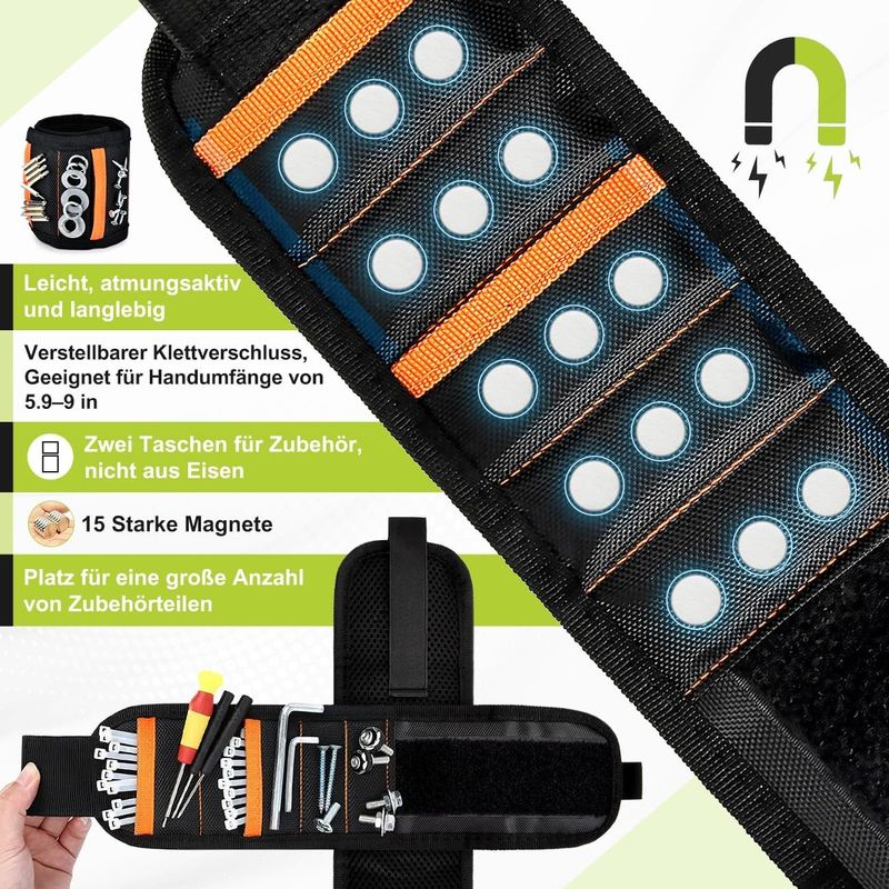 Auto si Moto - Reparatii si depanare - Scule auto - Scule si truse auto - Bratara magnetica cu LED pentru meseriasi, uz casnic, constructori - Infinity.ro