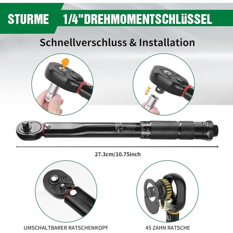 Auto si Moto - Reparatii si depanare - Scule auto - Scule si truse auto - Cheie dinamometrica 5-25 Nm, eroare ± 3%,patrat 1/4", clichet 45 dinti - Infinity.ro