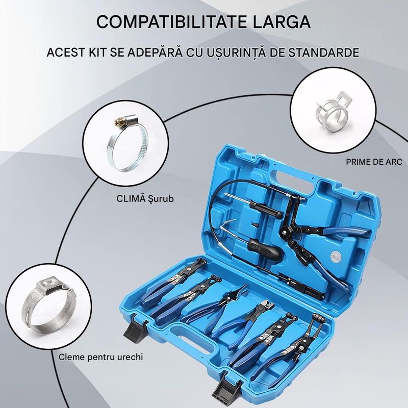 Auto si Moto - Reparatii si depanare - Scule auto - Scule si truse auto - Set de clesti pentru cleme de furtun 9 piese pentru utilizare auto - Infinity.ro
