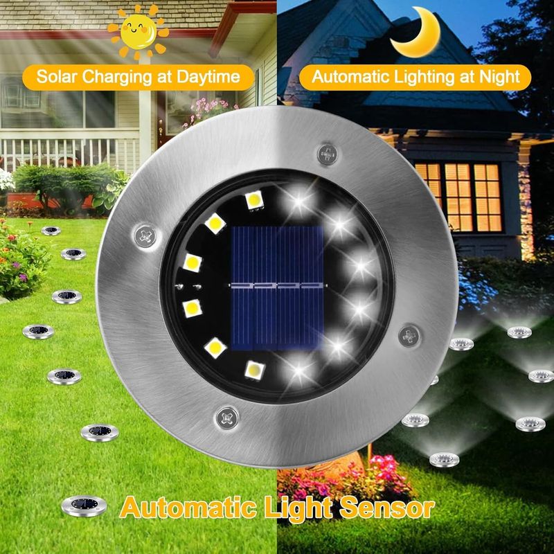 Casa si Gradina - Corpuri si surse de iluminat - Iluminat exterior - Lampi solare - Lampi solare pentru gradina 12 LED-uri, cai de acces, impermeabile, de exterior set 4 lumini - Infinity.ro