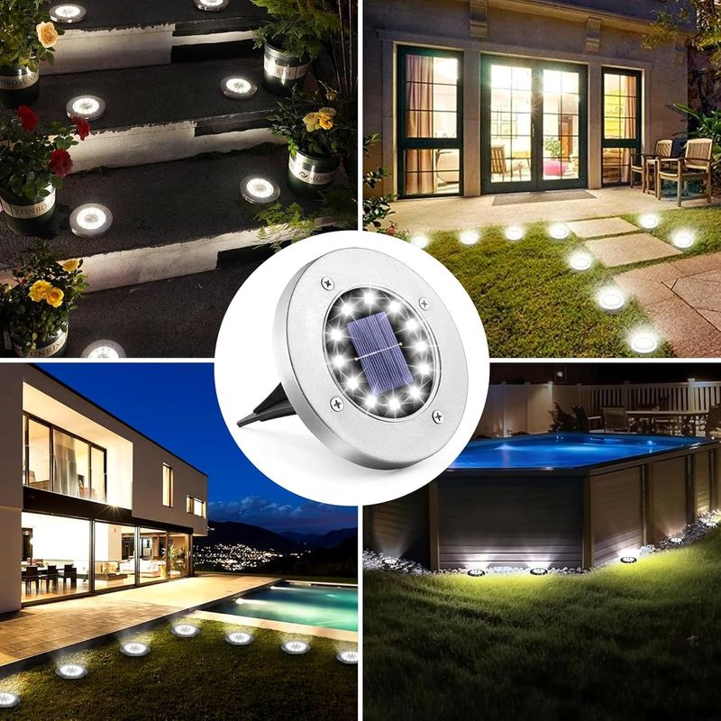 Casa si Gradina - Corpuri si surse de iluminat - Iluminat exterior - Lampi solare - Lampi solare pentru gradina 12 LED-uri, cai de acces, impermeabile, de exterior set 4 lumini - Infinity.ro