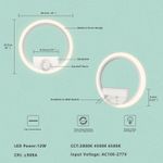 Casa si Gradina - Corpuri si surse de iluminat - Plafoniere, aplice si spoturi - Lampa rotunda de perete din acril de 12W, 1080LM, cu 3 temperaturi de culoare (2700K-6500K) - Infinity.ro