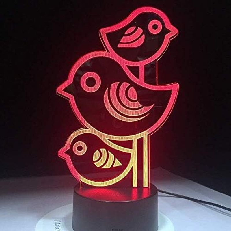 Casa si Gradina - Corpuri si surse de iluminat - Veioze si lampi - Lampi de veghe - Lampa de veghe Pasarele 3D cu 7 culori, alimentare USB [Energy Class A +] - Infinity.ro
