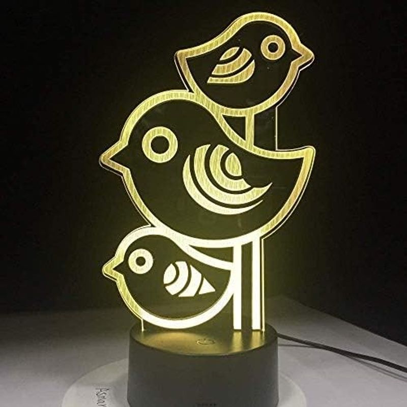Casa si Gradina - Corpuri si surse de iluminat - Veioze si lampi - Lampi de veghe - Lampa de veghe Pasarele 3D cu 7 culori, alimentare USB [Energy Class A +] - Infinity.ro