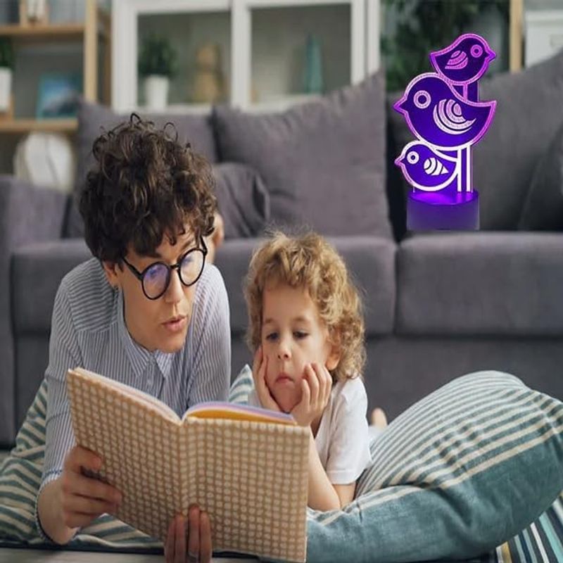 Casa si Gradina - Corpuri si surse de iluminat - Veioze si lampi - Lampi de veghe - Lampa de veghe Pasarele 3D cu 7 culori, alimentare USB [Energy Class A +] - Infinity.ro