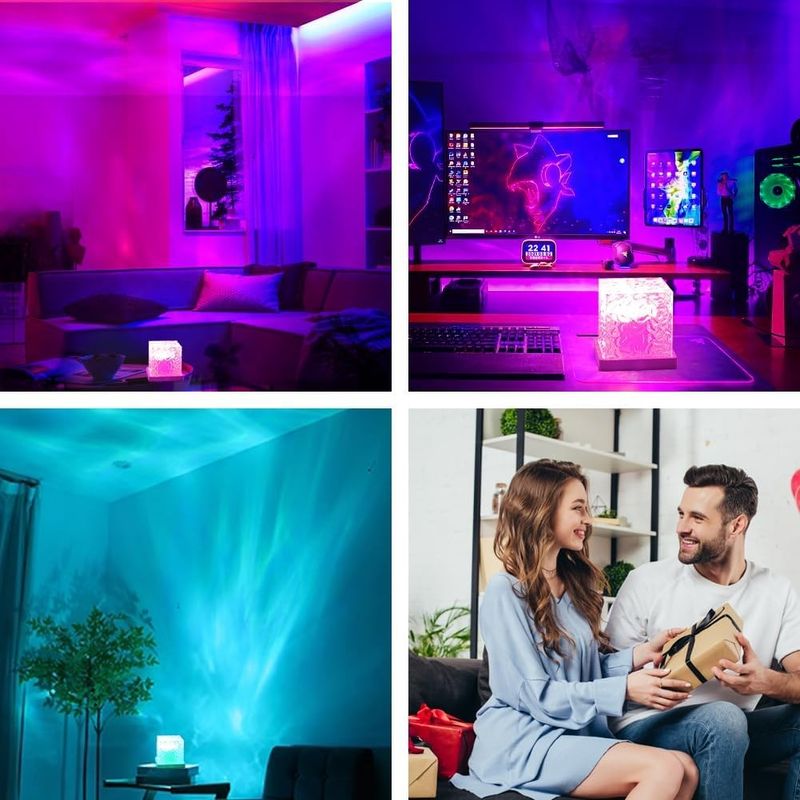 Casa si Gradina - Corpuri si surse de iluminat - Veioze si lampi - Lampi de veghe - Lampa de veghe LED Waves cu 16 lumini RGB cu telecomanda - Infinity.ro