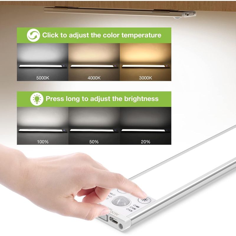 Casa si Gradina - Corpuri si surse de iluminat - Veioze si lampi - Lampi de veghe - Lumina LED pentru dulap cu senzor de miscare, 2200 mAh reincarcabila prin USB 40CM 2 buc - Infinity.ro