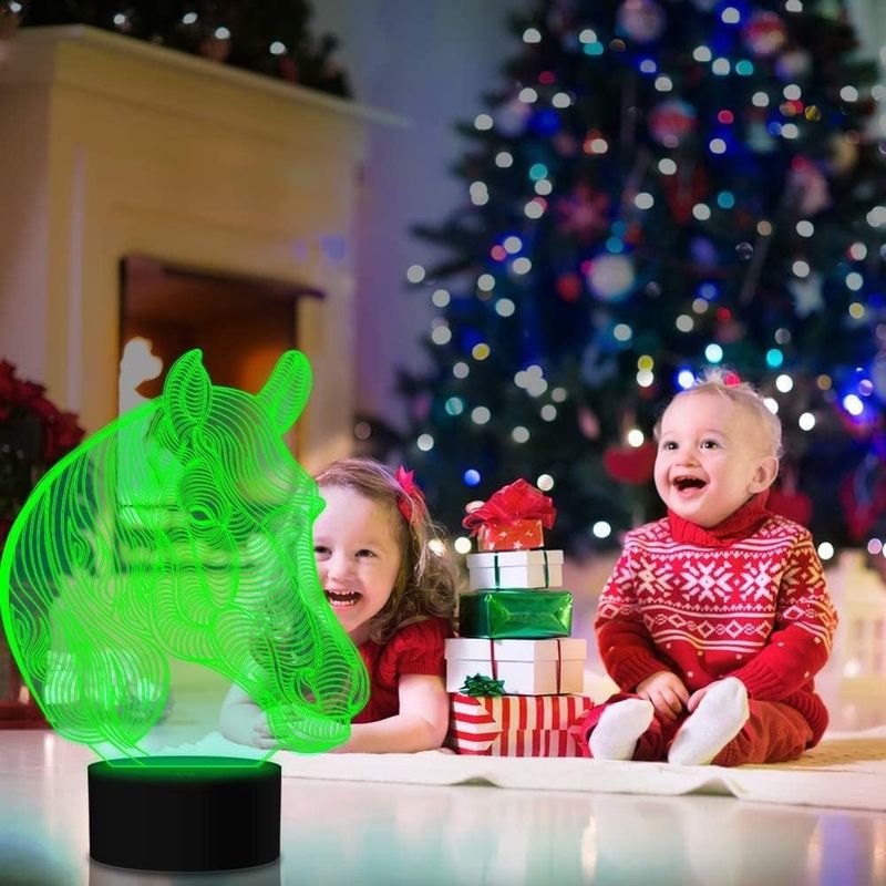 Casa si Gradina - Corpuri si surse de iluminat - Veioze si lampi - Lampi de veghe - Lampa de veghe 3D Cal, 8 culori,  alimentare USB - Infinity.ro