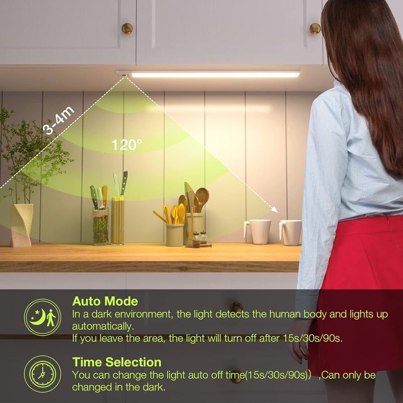 Casa si Gradina - Corpuri si surse de iluminat - Veioze si lampi - Lampi de veghe - Lumina LED pentru dulap cu senzor de miscare, 2200 mAh reincarcabila prin USB 40CM 2 buc - Infinity.ro