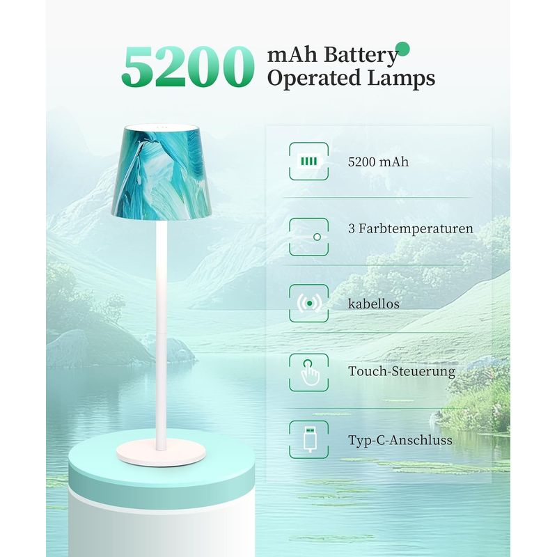 Casa si Gradina - Corpuri si surse de iluminat - Veioze si lampi - Lampi de veghe - Lampa de masa wireless, reincarcabila, reglabila, impermeabila IP54, tactila LED cu 3 moduri de culoare, (verde si alb) - Infinity.ro