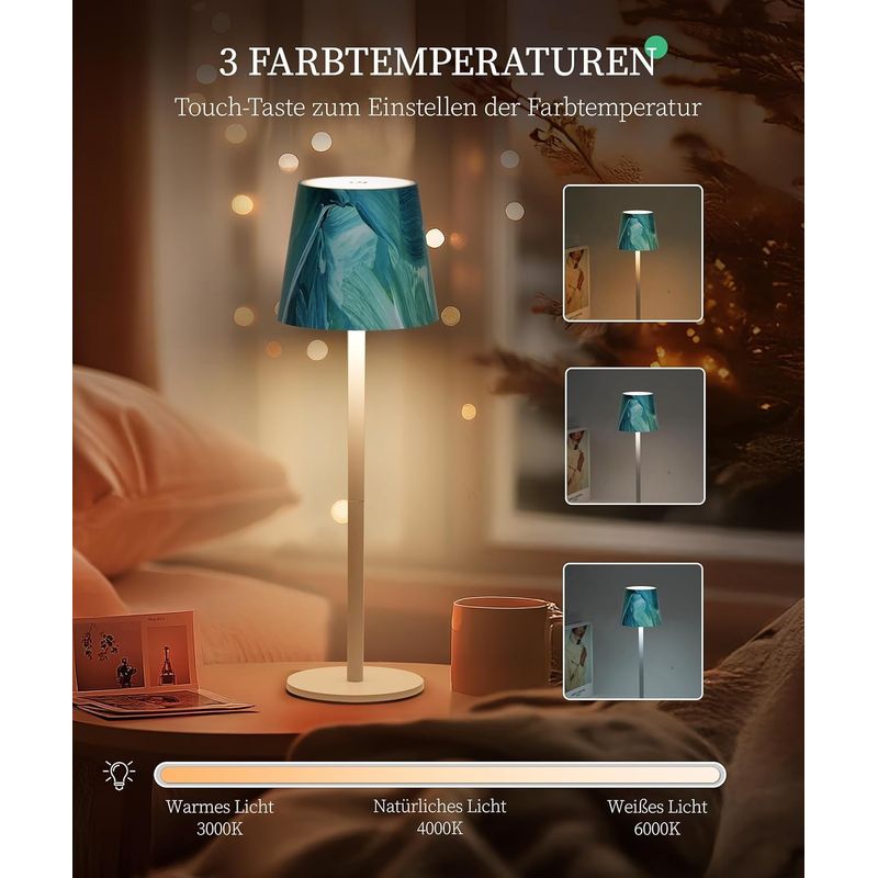 Casa si Gradina - Corpuri si surse de iluminat - Veioze si lampi - Lampi de veghe - Lampa de masa wireless, reincarcabila, reglabila, impermeabila IP54, tactila LED cu 3 moduri de culoare, (verde si alb) - Infinity.ro