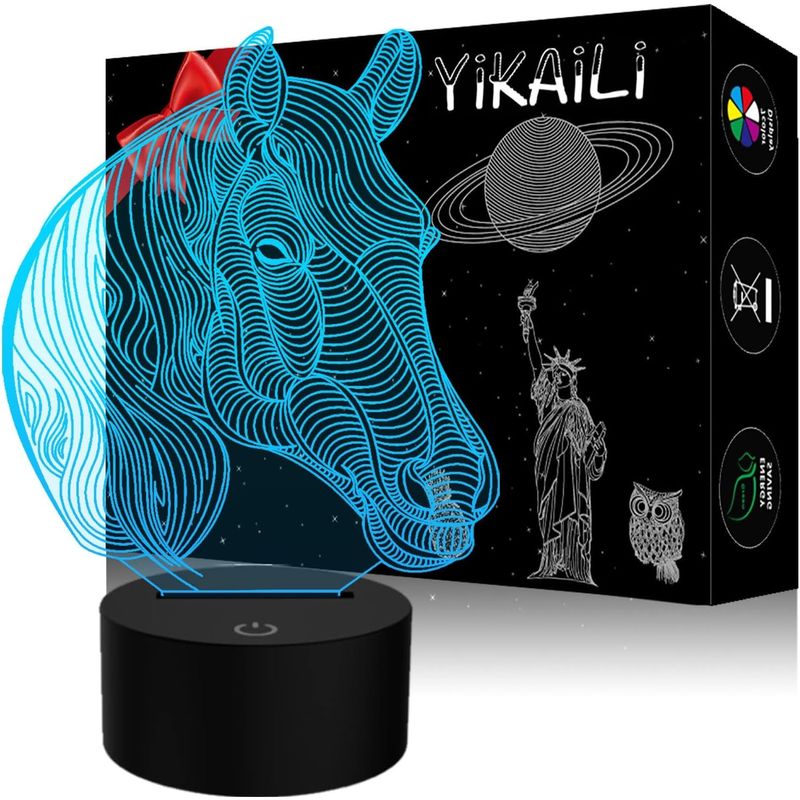 Casa si Gradina - Corpuri si surse de iluminat - Veioze si lampi - Lampi de veghe - Lampa de veghe 3D Cal, 8 culori,  alimentare USB - Infinity.ro