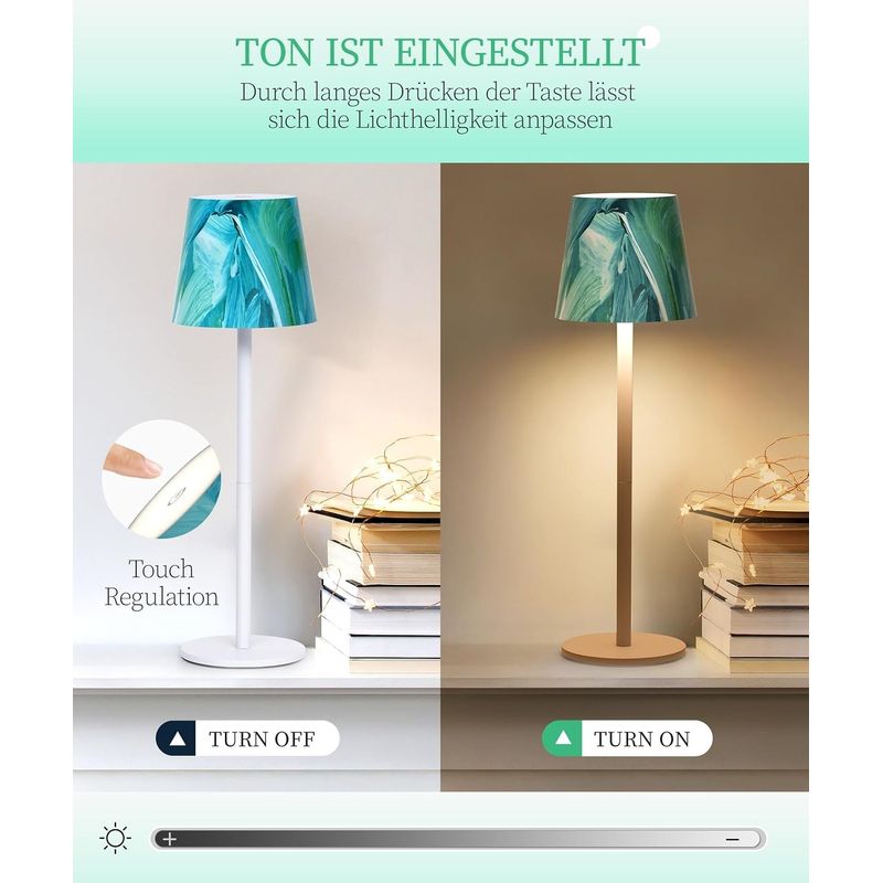 Casa si Gradina - Corpuri si surse de iluminat - Veioze si lampi - Lampi de veghe - Lampa de masa wireless, reincarcabila, reglabila, impermeabila IP54, tactila LED cu 3 moduri de culoare, (verde si alb) - Infinity.ro