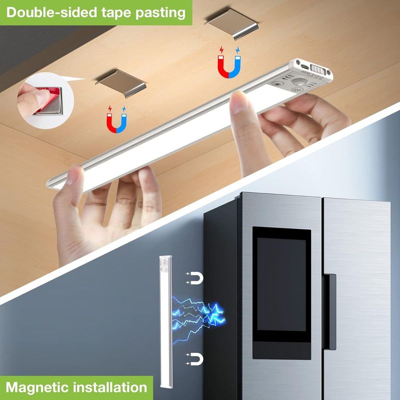 Casa si Gradina - Corpuri si surse de iluminat - Veioze si lampi - Lampi de veghe - Lumina LED pentru dulap cu senzor de miscare, 2200 mAh reincarcabila prin USB 40CM 2 buc - Infinity.ro