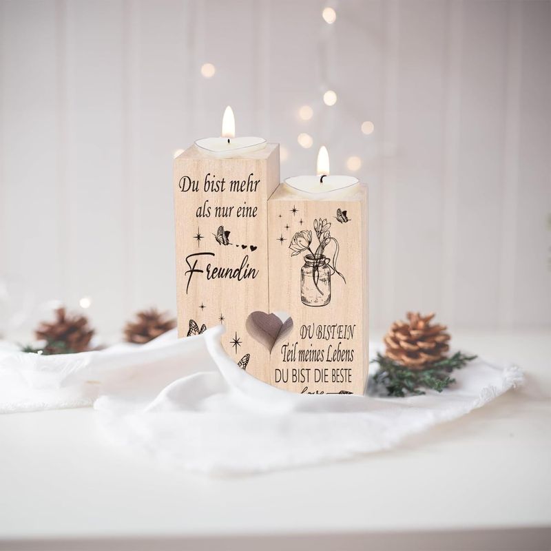 Casa si Gradina - Decoratiuni - Aromaterapie si lumanari - Suporturi lumanari - Lumanari inima pe suport de lemn, set 2 bucati - Infinity.ro