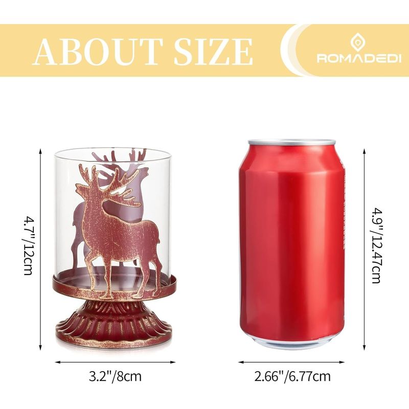 Casa si Gradina - Decoratiuni - Aromaterapie si lumanari - Suporturi lumanari - Suporti de lumanari din sticla si metal rosu set 2 bucati 12 cm - Infinity.ro