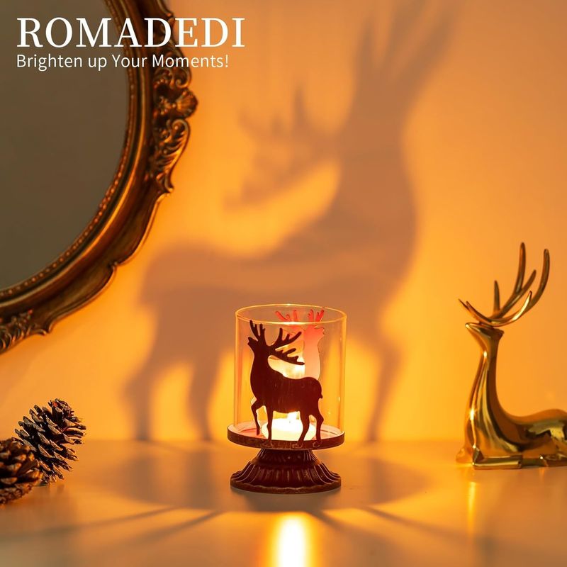 Casa si Gradina - Decoratiuni - Aromaterapie si lumanari - Suporturi lumanari - Suporti de lumanari din sticla si metal rosu set 2 bucati 12 cm - Infinity.ro