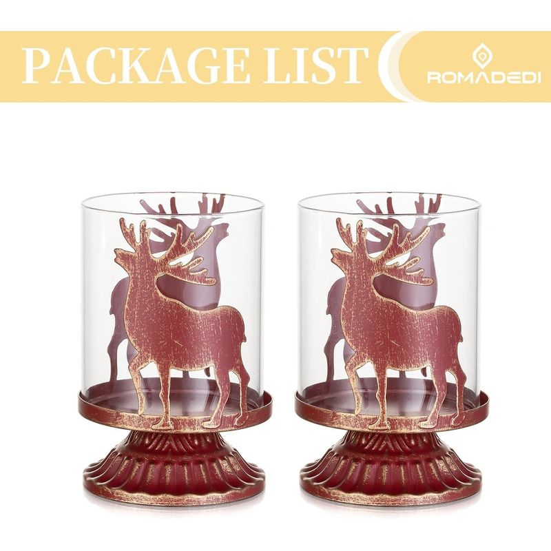 Casa si Gradina - Decoratiuni - Aromaterapie si lumanari - Suporturi lumanari - Suporti de lumanari din sticla si metal rosu set 2 bucati 12 cm - Infinity.ro