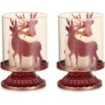 Casa si Gradina - Decoratiuni - Aromaterapie si lumanari - Suporturi lumanari - Suporti de lumanari din sticla si metal rosu set 2 bucati 12 cm - Infinity.ro