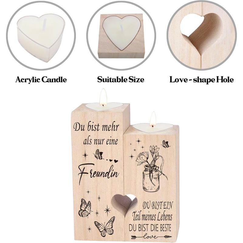 Casa si Gradina - Decoratiuni - Aromaterapie si lumanari - Suporturi lumanari - Lumanari inima pe suport de lemn, set 2 bucati - Infinity.ro