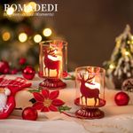 Casa si Gradina - Decoratiuni - Aromaterapie si lumanari - Suporturi lumanari - Suporti de lumanari din sticla si metal rosu set 2 bucati 12 cm - Infinity.ro