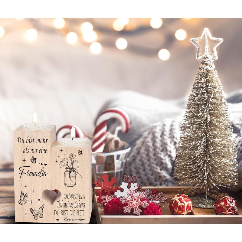 Casa si Gradina - Decoratiuni - Aromaterapie si lumanari - Suporturi lumanari - Lumanari inima pe suport de lemn, set 2 bucati - Infinity.ro