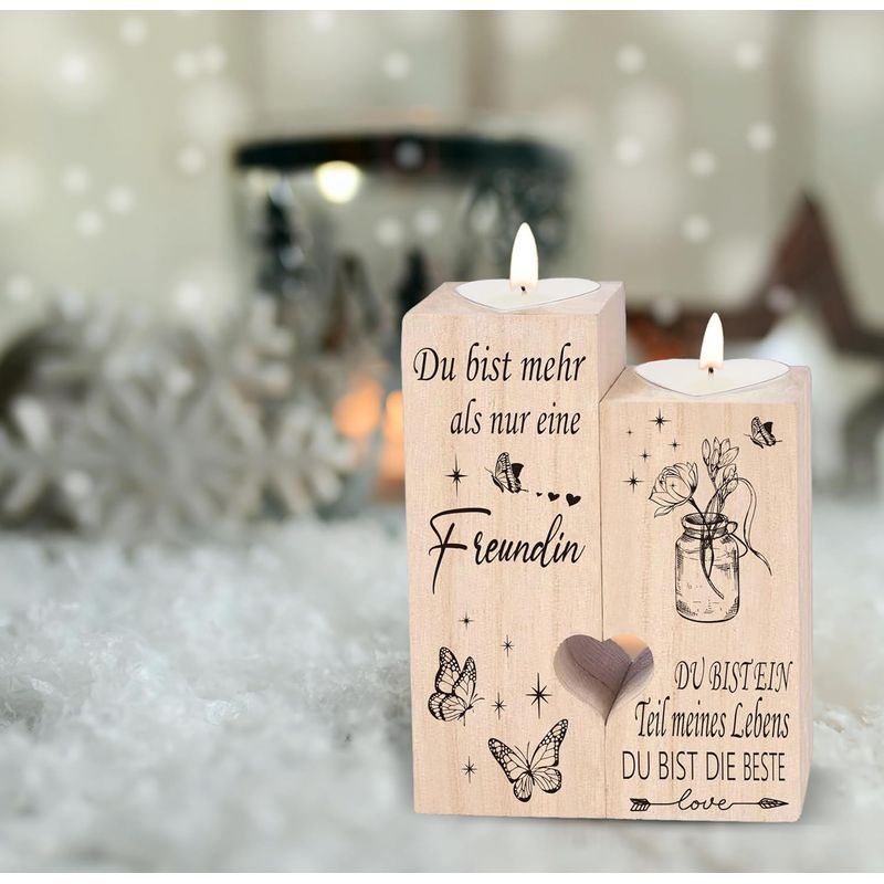 Casa si Gradina - Decoratiuni - Aromaterapie si lumanari - Suporturi lumanari - Lumanari inima pe suport de lemn, set 2 bucati - Infinity.ro
