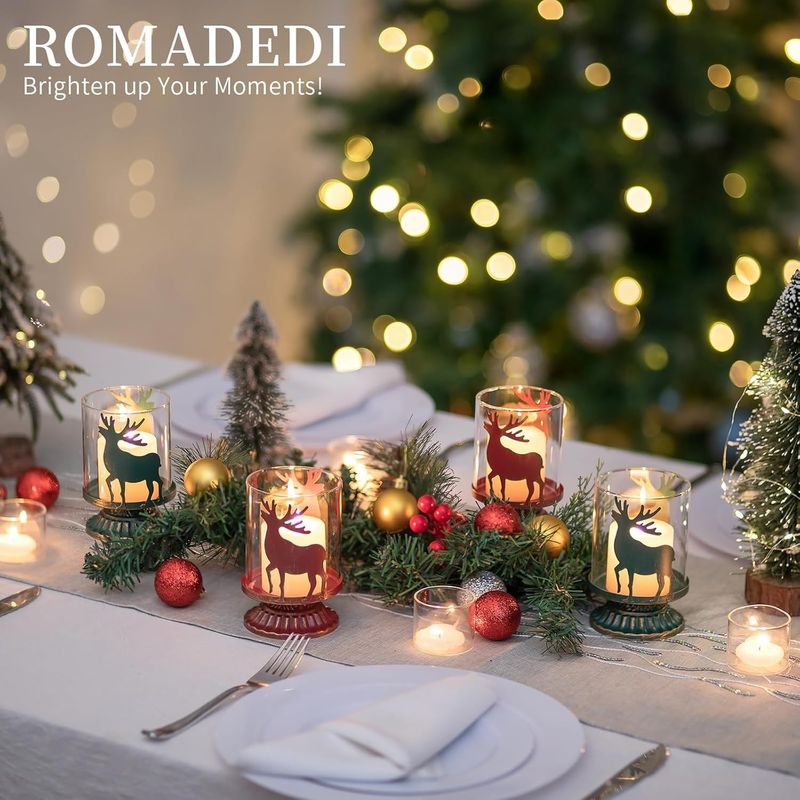 Casa si Gradina - Decoratiuni - Aromaterapie si lumanari - Suporturi lumanari - Suporti de lumanari din sticla si metal rosu set 2 bucati 12 cm - Infinity.ro