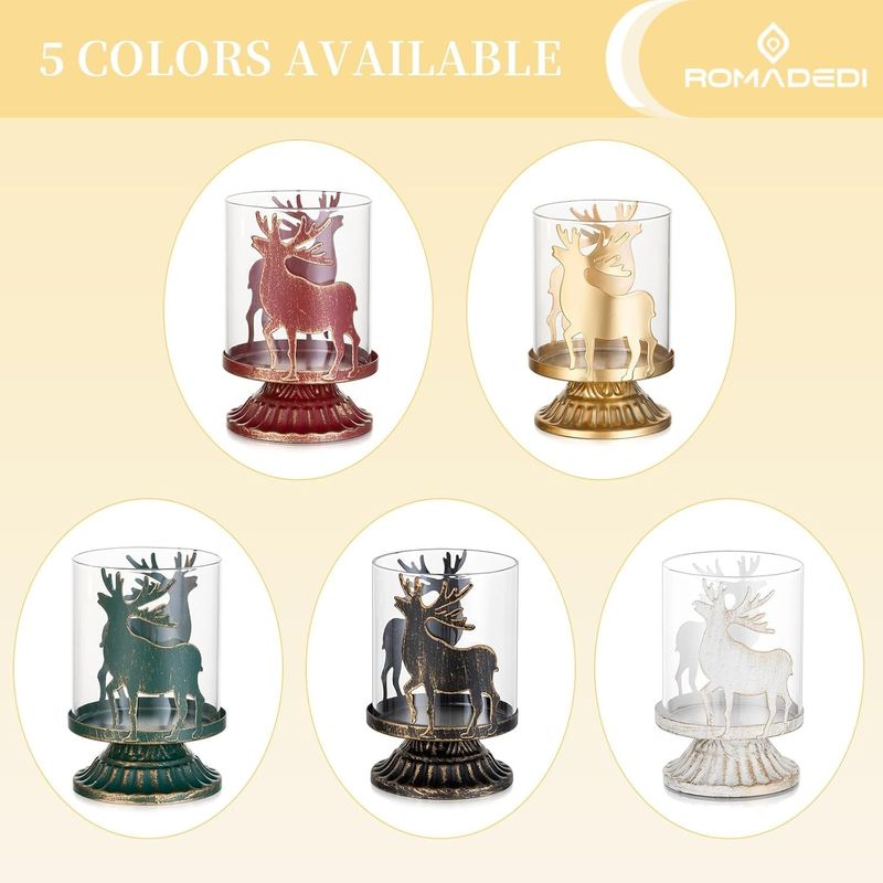 Casa si Gradina - Decoratiuni - Aromaterapie si lumanari - Suporturi lumanari - Suporti de lumanari din sticla si metal rosu set 2 bucati 12 cm - Infinity.ro
