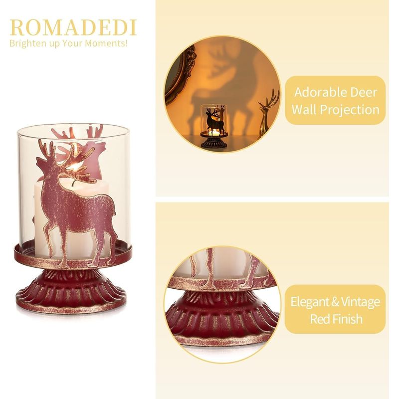 Casa si Gradina - Decoratiuni - Aromaterapie si lumanari - Suporturi lumanari - Suporti de lumanari din sticla si metal rosu set 2 bucati 12 cm - Infinity.ro