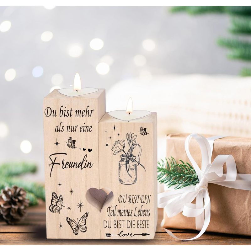 Casa si Gradina - Decoratiuni - Aromaterapie si lumanari - Suporturi lumanari - Lumanari inima pe suport de lemn, set 2 bucati - Infinity.ro