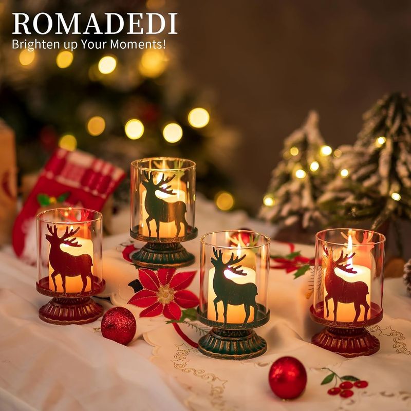 Casa si Gradina - Decoratiuni - Aromaterapie si lumanari - Suporturi lumanari - Suporti de lumanari din sticla si metal rosu set 2 bucati 12 cm - Infinity.ro
