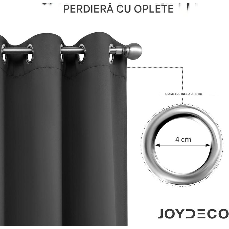Casa si Gradina - Textile si covoare - Perdele si draperii - Perdele - Perdele termice groase 228 cm inaltime, 167 cm latime, gri inchis, set 2 bucati - Infinity.ro