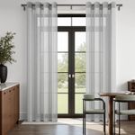 Casa si Gradina - Textile si covoare - Perdele si draperii - Perdele - Perdele semitransparente Gri 210x140 cm set 2 bucati cu inele metalice - Infinity.ro