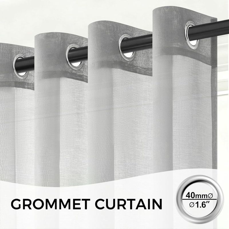 Casa si Gradina - Textile si covoare - Perdele si draperii - Perdele - Perdele semitransparente Gri 210x140 cm set 2 bucati cu inele metalice - Infinity.ro