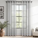 Casa si Gradina - Textile si covoare - Perdele si draperii - Perdele - Perdele semitransparente Gri 210x140 cm set 2 bucati cu inele metalice - Infinity.ro