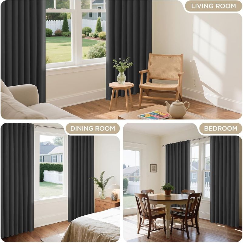 Casa si Gradina - Textile si covoare - Perdele si draperii - Perdele - Perdele termice groase 175 cm inaltime, 140 cm latime, set 2 bucati, negre - Infinity.ro