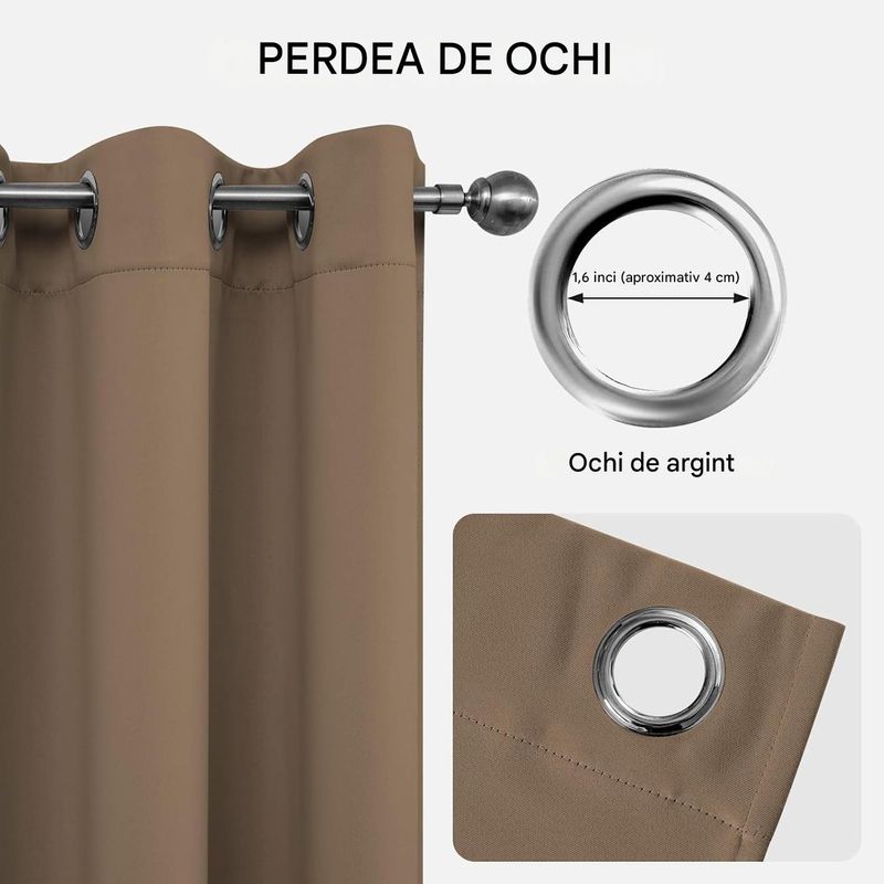 Casa si Gradina - Textile si covoare - Perdele si draperii - Perdele - Perdele termice groase 260 cm inaltime, 140 cm latime, set 2 bucati Maro - Infinity.ro