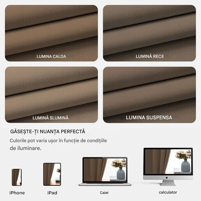 Casa si Gradina - Textile si covoare - Perdele si draperii - Perdele - Perdele termice groase 260 cm inaltime, 140 cm latime, set 2 bucati Maro - Infinity.ro