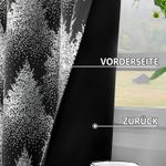 Casa si Gradina - Textile si covoare - Perdele si draperii - Perdele - Perdele opace cu inele metalice, scurte, 245 x 132 cm-set 2 bucati, negru cu model pini - Infinity.ro
