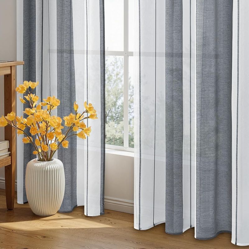 Casa si Gradina - Textile si covoare - Perdele si draperii - Perdele - Perdele semi-transparente din dantela gri H280x140L cm, set 2 bucati - Infinity.ro